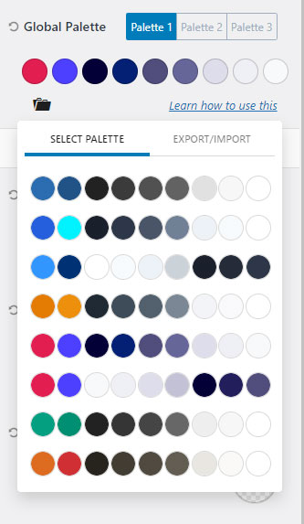 Paletas de colores tema de WordPress